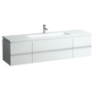 Laufen New Case Living Square onderbouwkast 129x47.6x45.9cm 1 lade. 2 deuren 2 glasplaten hout antraciet eiken 0084242