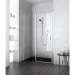 Kermi Liga draaideur met vast segment naar binnen en buiten 125x200cm links mat-zilver profiel en helder glas 1011248