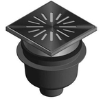 Aquaberg kunststof put/opzetstuk met onderaansluiting 75mm RVS rooster verstelbaar 20x20cm met PPC emmer reukslot 60mm 2300050