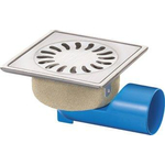 Van den Berg RVS vloerput met zij/onderuitlaat 50mm 126x126mm lage inbouw waterslot 30mm SW55360