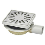 Aquaberg ABS kunststof put bezand met RVS rooster zijuitloop 50mm laag model 150x150mm met reukslot 32mm 2300231