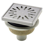 Aquaberg ABS kunststof put bezand met RVS sierrand/rooster onderuitloop 50mm 150x150mm met reukslot 50mm 2300238