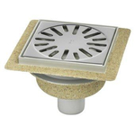 Aquaberg ABS kunststof put/opzetstuk met flens bezand met RVS rooster onderuitloop 50mm 146x146mm met reukslot 50mm 2300241