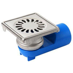 Van den Berg RVS vloerput zij en onderuitlaat 40mm 10x10cm met vastgeschroefd rooster 2300307