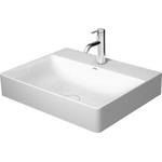 Duravit DuraSquare wastafel geslepen zonder overloop 1 kraangat 60x47cm m. afvoerventiel en keramische afdekkap wit SW203926
