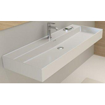 Plieger Kansas wastafel 2 kraangaten met overloop 120x46.6cm matwit SW160120