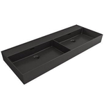 Plieger Kansas wastafel dubbel zonder kraangaten met overloop 120x46.6cm matzwart 271086 SW205959