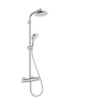 Hansgrohe Croma 220 Vario Top showerpipe v. renovatie m. Ecostat 1001 douchekraan thermostatisch m. Croma Select S Multi handd. en 220 Air hoofdd. chroom SW300090