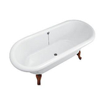 Villeroy en Boch Hommage bad 177x77cm quaryl vrijstaand ovaal met houten poten wit 0949640