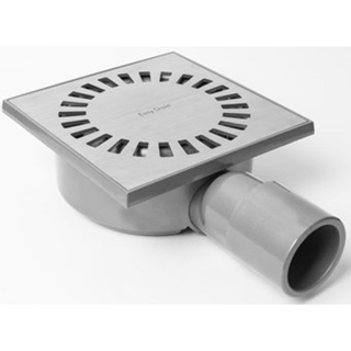 Easy Drain Aqua Compact vloerput met ABS sifonhuis RVS rooster en zijuitlaat 15x15cm inbouwdiepte 60mm incl. verstelb. uitloop Ø50/Ø40m