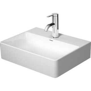 Duravit DuraSquare fontein geslepen zonder overloop 1 kraangat 45x35cm m. afvoerventiel en keramische afdekkap wit