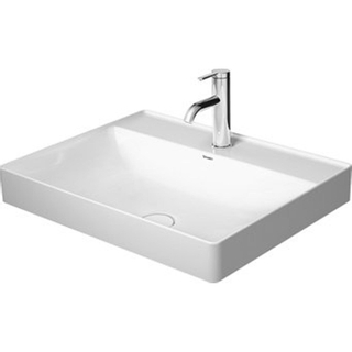 Duravit DuraSquare opzetwastafel zonder overloop 1 kraangat 60x47cm m. afvoerventiel en keramische afdekkap wit