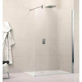 Novellini Lunes inloopdouche H 137/138.5x195cm met muursteun 100cm mat-chroom profiel en helder glas