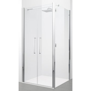 Novellini Young 2.0 F2B zijwand 79/81x200cm chroom profiel met aqua glas