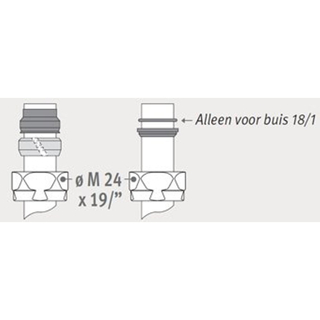 Jaga Deco klemkoppeling staal/koper M24x15/1mm