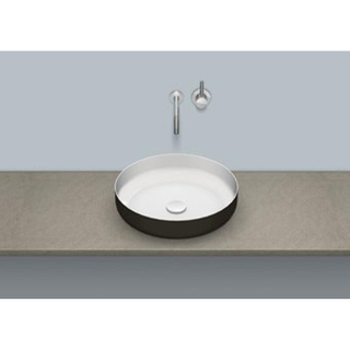 Alape Bicolor AB.SO450.1 opbouwwaskom rond Ø45X11.9cm zonder overloop incl. plug + bev.set zwart/wit