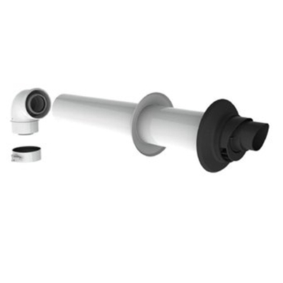 Burgerhout HR geveldoorvoer concentrisch met adapter 2xø60mm ø100mm PP rookgaspijp zwart/wit