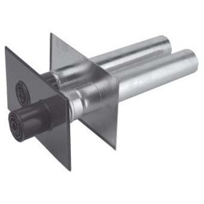 Burgerhout muurdoorvoer HR, tweepijps Ø80/80mm, l=700mm Aluminium, parallel zwart