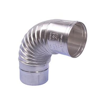 Burgerhout rookgasafvoerbocht Ø110mm 90° Aluminium enkelwandig plooi