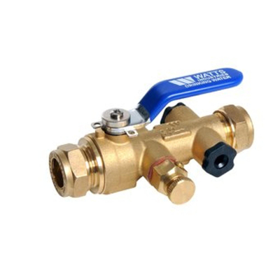 Watts Basic keerklep type CC Basic met hendel zonder aftap en controle 22mm EA beveiliging