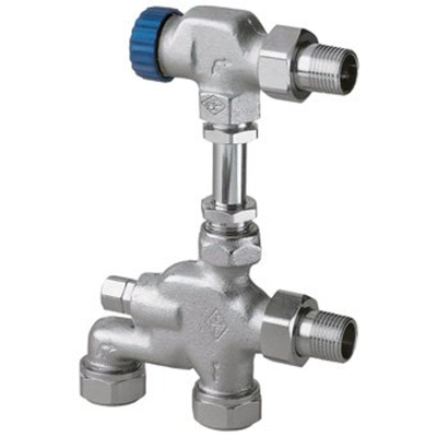 Heimeier E Z onderblok 1 en 2 pijps recht 1/2