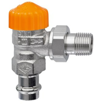 Heimeier Eclipse thermostatisch radiatorventiel met debietregeling haaks 15mm tbv Viega Profipress