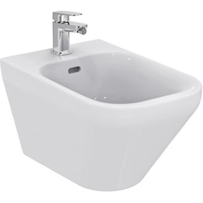 Ideal Standard Tonic II wandbidet met kraangat met overloop 35.5x56cm Ideal Plus met verdekte bevestiging wit