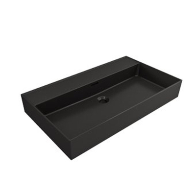 Plieger Kansas wastafel zonder kraangat met overloop 80x46.6cm matzwart 271077