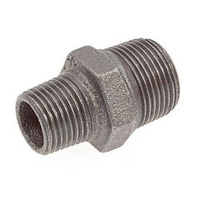 Nefit Ind Nr245 dubbele nippel verlopend met 2 x buitendraad 1 1/2 x1 1/4 zwart