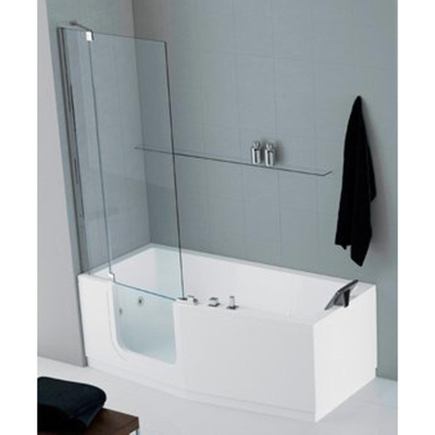 Novellini Iris Combi badwand met vast segment links 86x150cm chroom profiel en helder glas