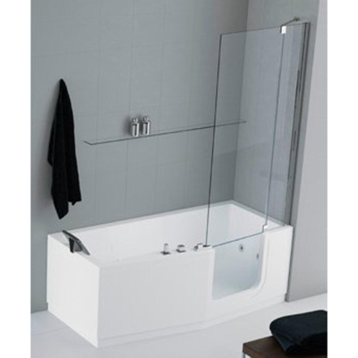 Novellini Iris Combi bad acryl rechts met deur en met 2 panelen 180x75/85x62cm met frame wit