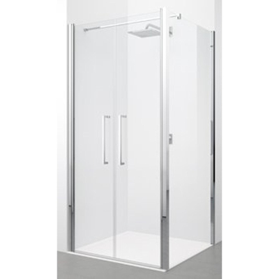 Novellini Young 2.0 F2B zijwand 89/91x200cm chroom profiel met aqua glas