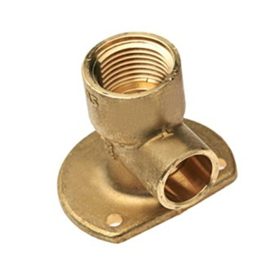 Messing muurplaat laag met verhoogde aansluiting 1/2x15 mm Kiwa