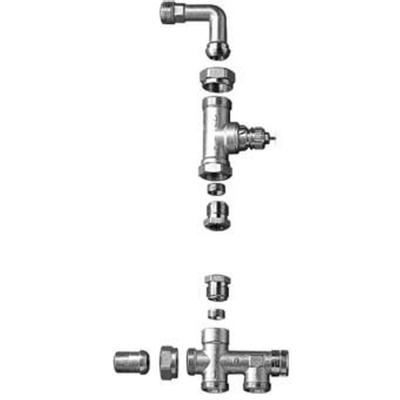 Danfoss RA-K radiatoraansluitcombinatie 2-pijps 1/2"-3/4"