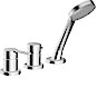 Hansa Hansaronda afbouwdeel voor 3 gats badkraan met Hansaviva handdouche met doucheslang 175cm chroom