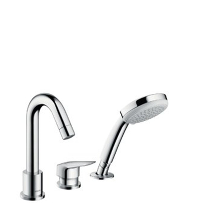 Hansgrohe Logis afdekset 3 gats badrandcombinatie met handdouche chroom