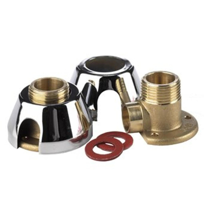 muurplaatkoppeling met rozet per paar 3/4x15mm chroom