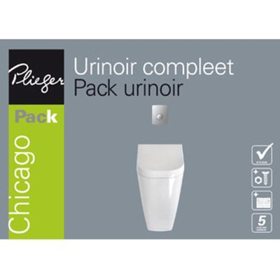 Plieger Chicago urinoir pack met deksel spoelmechanisme en bedieningspaneel matchroom wit TWEEDEKANS
