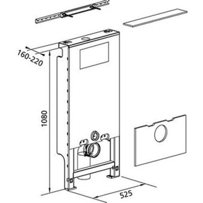 Burda Santro WC element met geberit inbouwreservoir UP320 zelfdragend 108cm met dual flush frontbediening breedte 52.5cm