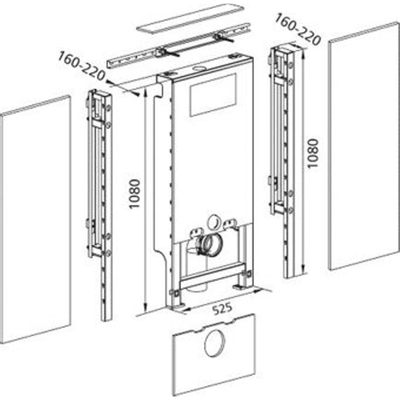 Burda Santro WC element E met geberit inbouwreservoir UP320 zelfdragend 82.5/108cm met dual flush frontbediening max. breedte 125cm