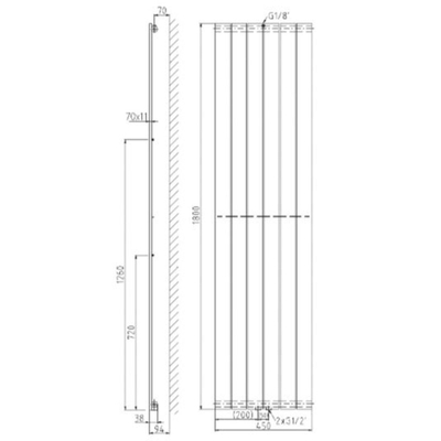 Plieger Cavallino Retto designradiator enkel 1800x450mm 910 watt zwart TWEEDEKANS