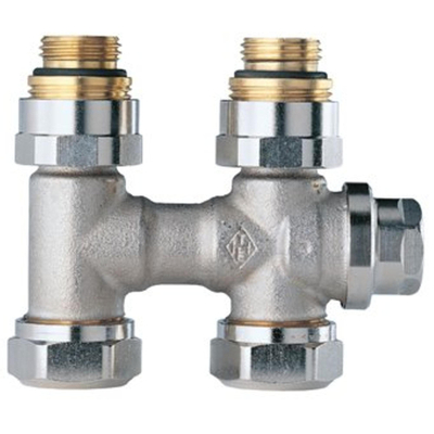 Heimeier Vekolux onderblok 2 pijps 1/2 50mm recht voor radiator bi.dr.