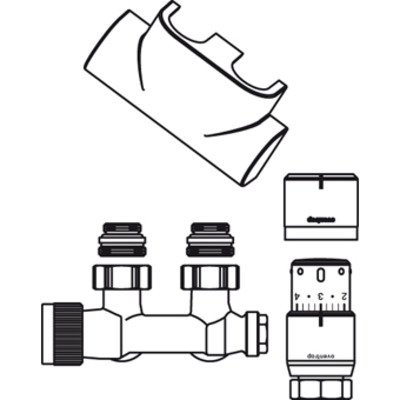 Oventrop Multiblock Aansluitset T / UNI SH 1/2 haaks Kvs = 075 m3/h chroom
