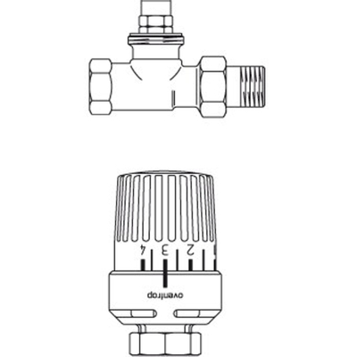 Oventrop RTL retourwaterbegrenzer-set 1/2" recht m. thermostaatknop UNI-RTLH