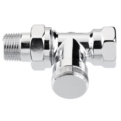 Danfoss RLV C Voetventiel aftapbaar 1/2 bi bu recht chroom