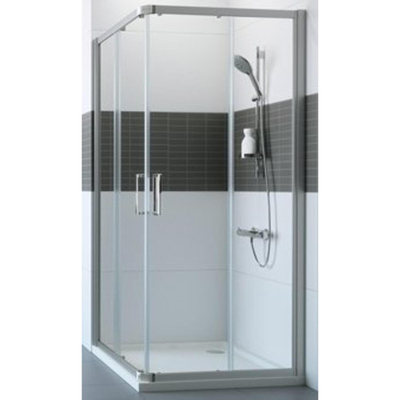 Huppe Classics 2 2 delig hoekinstap helft 80x190cm matzilver helder glas