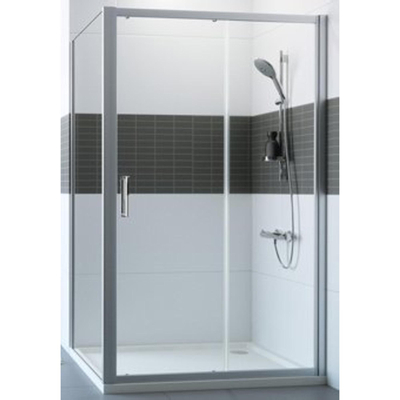 Huppe Classics 2 schuifdeur 140x190cm met segment matzilver helder glas