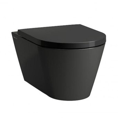 Laufen Kartell by Laufen closetzitting 37.6x44.3x3cm met deksel met dempingsmechanisme duroplast glossy black glans