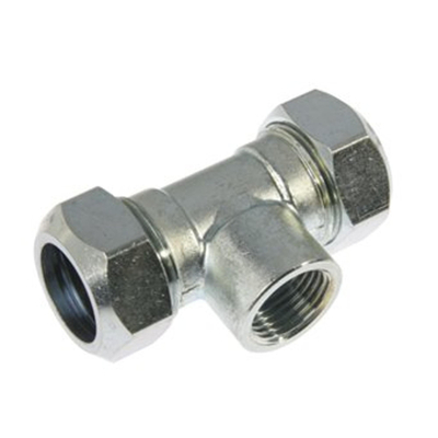 VSH Klem T stuk verlopend binnendraad 22x22x1/2 messing verzinkt