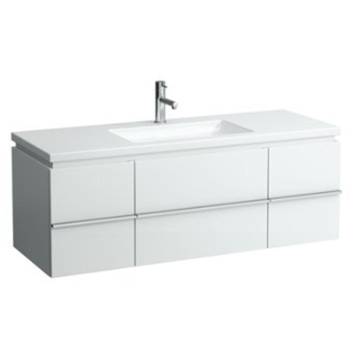 Laufen New Case Living Square onderbouwkast 129x47.6x45.9cm 1 lade. 2 deuren 2 glasplaten hout antraciet eiken